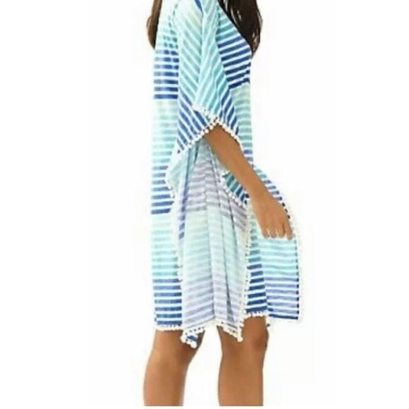 LILLY PULITZER XXS-XS TRADEWIND STRIPED POM POM TRIM CAFTAN DRESS - Picture 2 of 8
